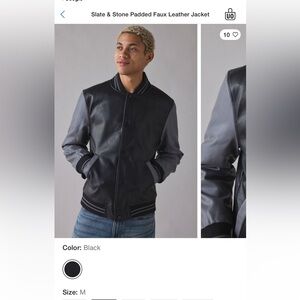 Slate & Stone Black Faux Leather Bomber Jacket